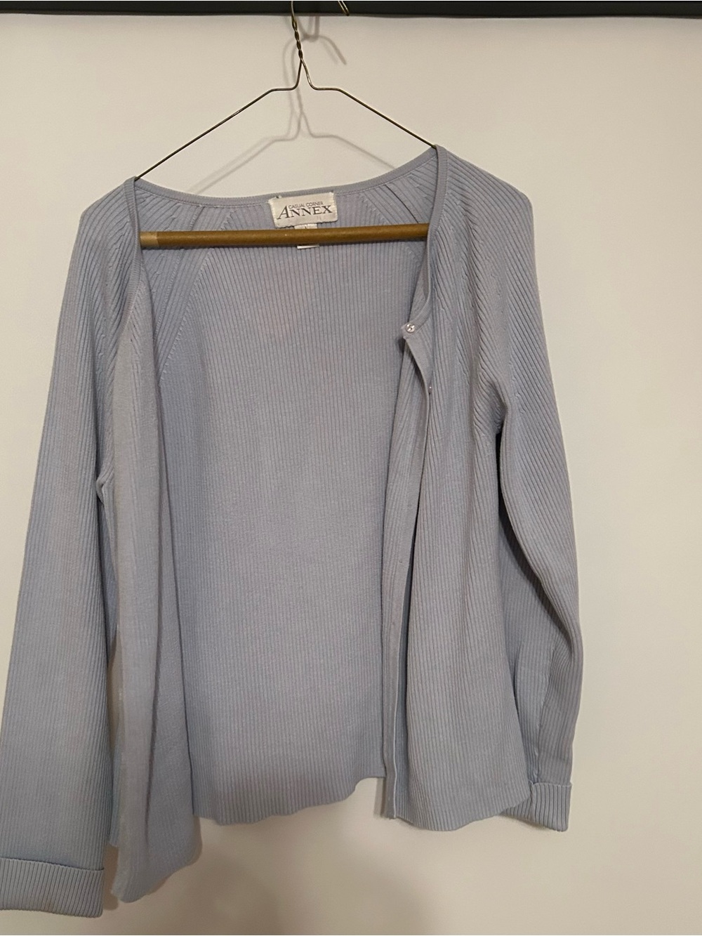 Annex Light Blue Ribbed Open Cardigan